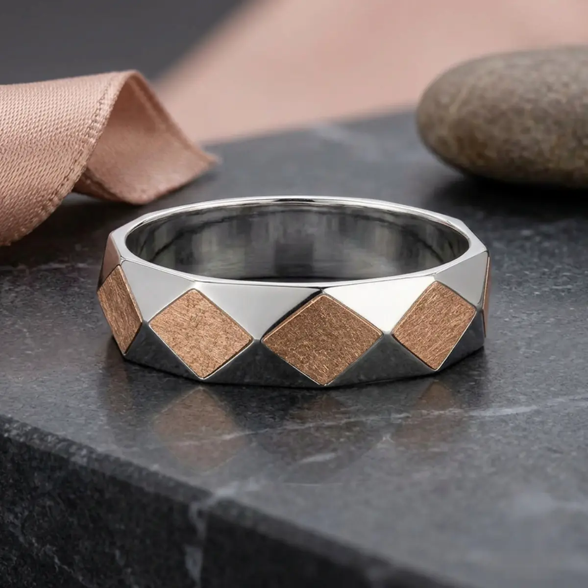 925 Sterling Silver Elegant Geometric Design Band For Men And Women